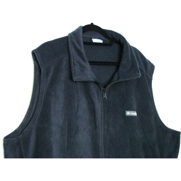 Columbia Men Size 3XT Black Steens Mountain Fleece Full Zip Vest Outdoor Pockets - Picture 3 of 9